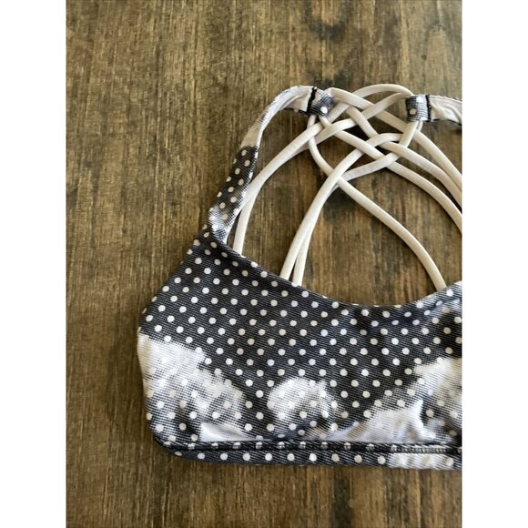 Lululemon Women's Black White Print Pattern Sports Bra Criss Cross Back Size 4 - Picture 2 of 7
